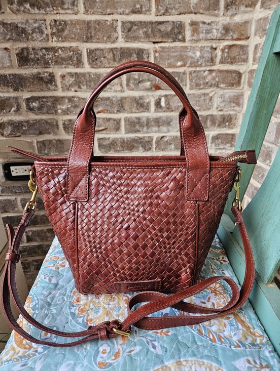 American Leather Co. Handbags - NWOT! ALC Mini Convertible French Tote Woven Leather Satchel Bag in Rich Brown